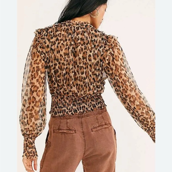 Free People Printed Twyla Top in Leopard Combo Size M - Picture 3 of 3